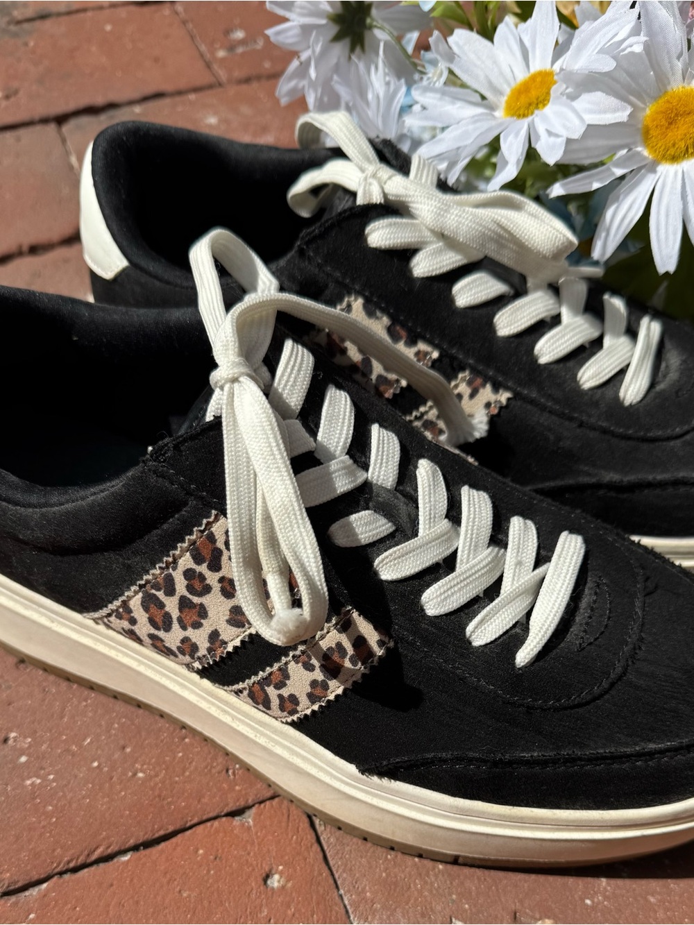 Black Leopard-Accent Women’s Low-Top Sneakers Madden Girl (from Macy’s)